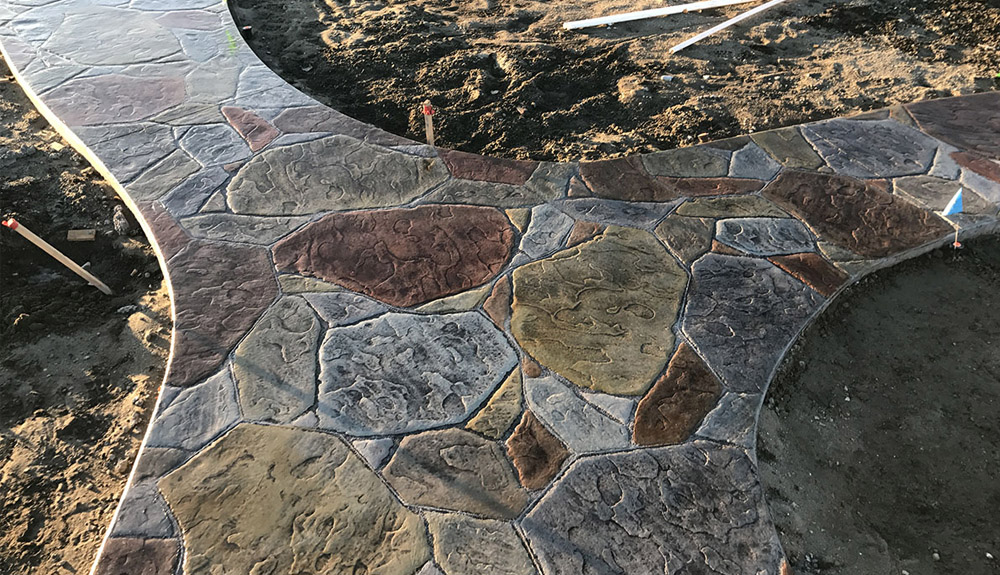 Acid Stain Stamped Concrete Stairs