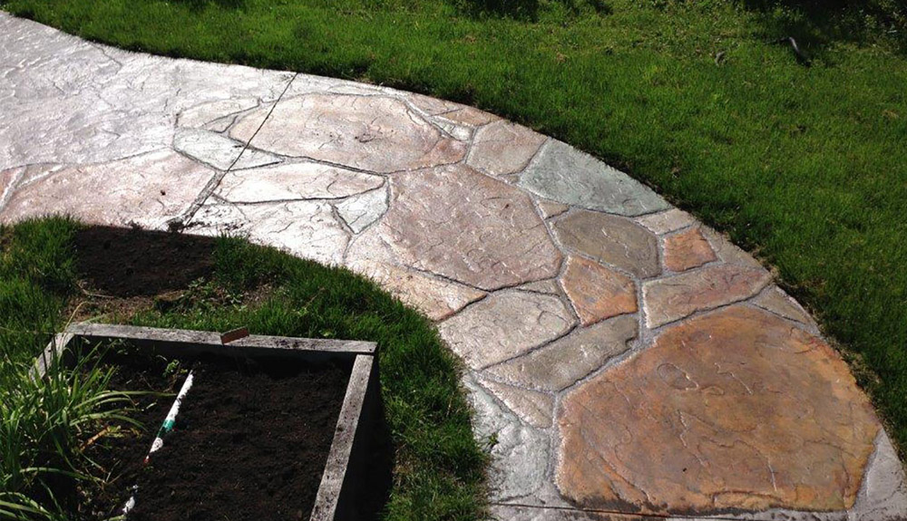 Acid Stain Stamped Concrete Stairs