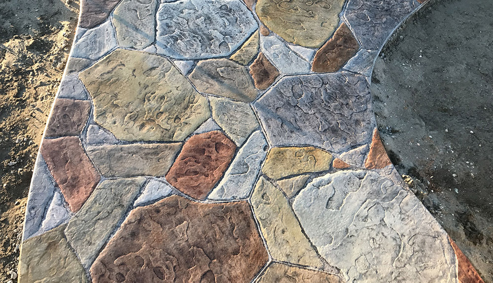 Acid Stain Stamped Concrete Stairs