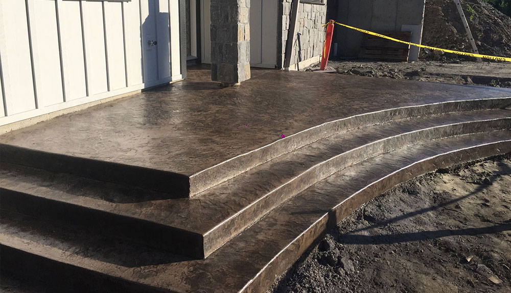 Acid Stain Stamped Concrete Stairs