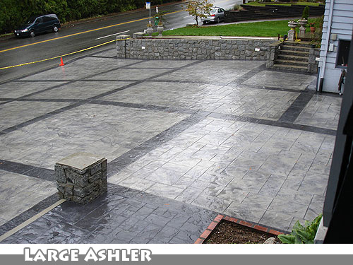 Large Ashler Stamped Concrete Driveway