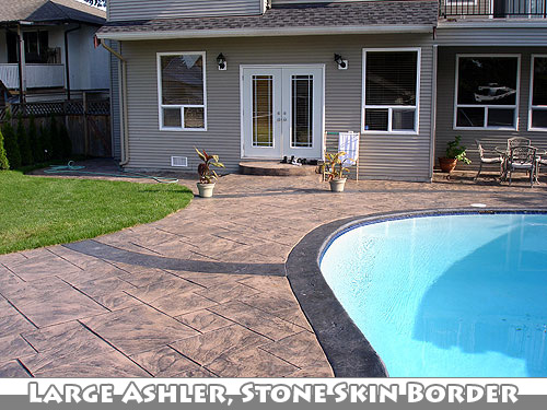 Large Ashler with Stone Skin Border Stamped Concrete Pool
