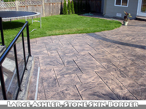 Large Ashler with Stone Skin Border Stamped Concrete Pool