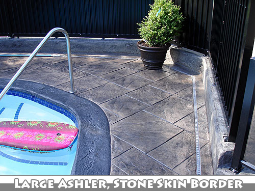 Large Ashler with Stone Skin Border Stamped Concrete Pool