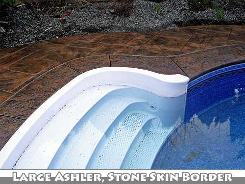 Large Ashler with Stone Skin Border Stamped Concrete Pool