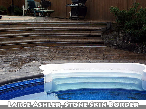 Large Ashler with Stone Skin Border Stamped Concrete Pool