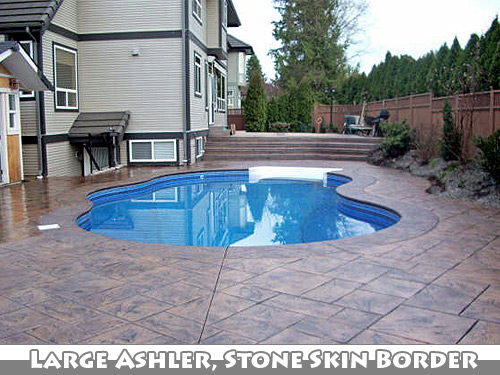Large Ashler with Stone Skin Border Stamped Concrete Pool