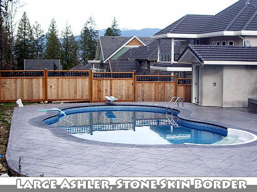 Large Ashler with Stone Skin Border Stamped Concrete Pool