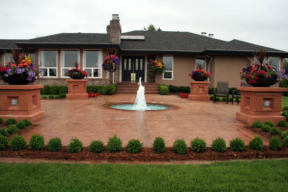 Large Ashler with Stone Skin Border Stamped Concrete Pool