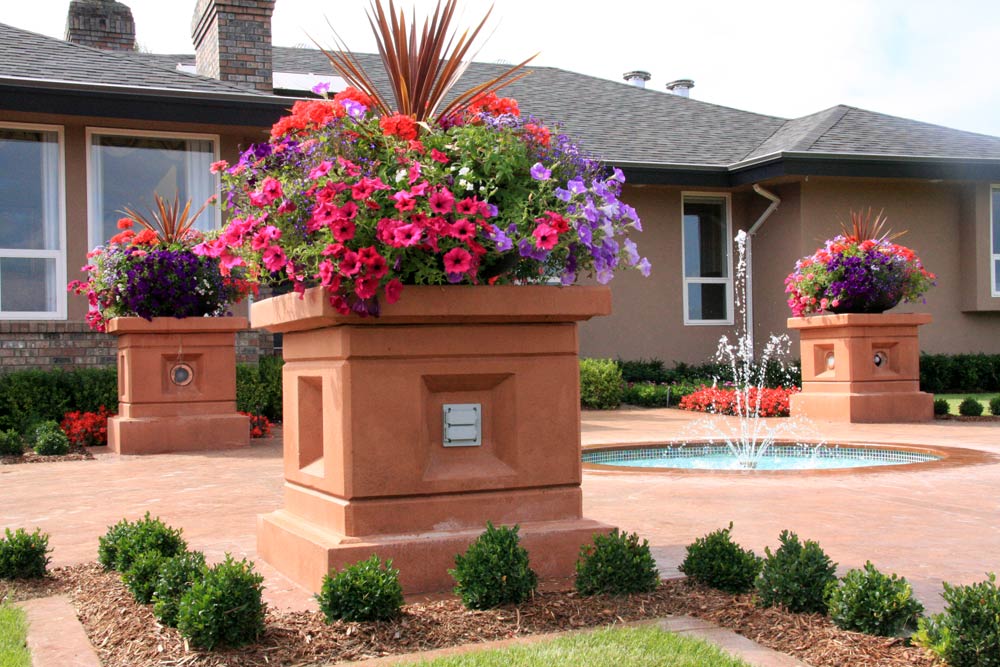 Large Ashler with Stone Skin Border Stamped Concrete Pool