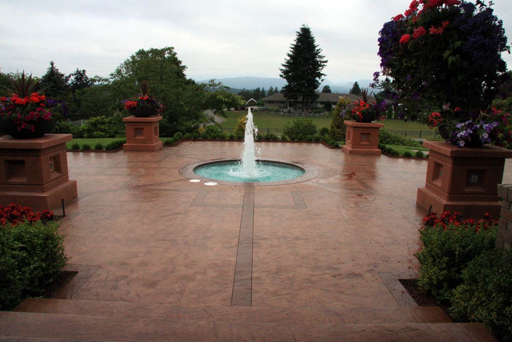 Large Ashler with Stone Skin Border Stamped Concrete Pool