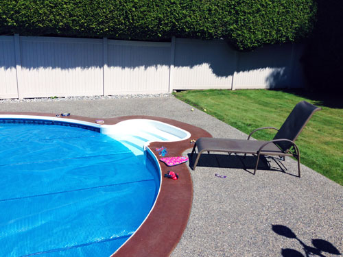 Large Ashler with Stone Skin Border Stamped Concrete Pool
