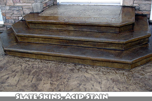 Acid Stain Stamped Concrete Stairs