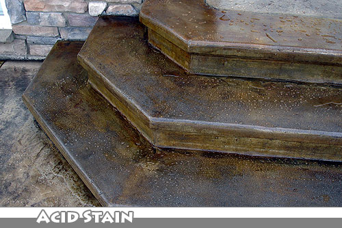 Acid Stain Stamped Concrete Stairs