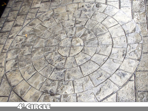 4 Foot Circle Stamped Concrete Walkway