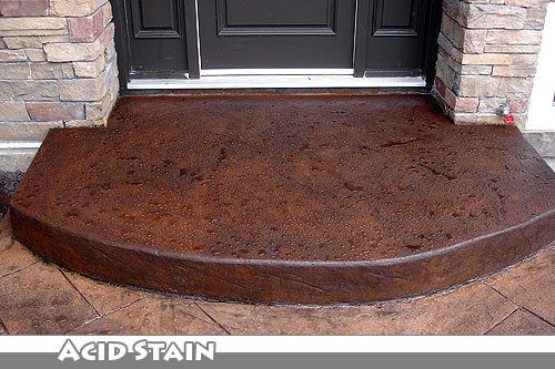 Acid Stain Stamped Concrete Stairs