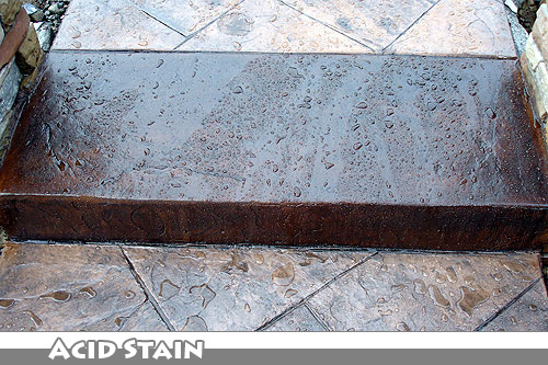 Acid Stain Stamped Concrete Stairs