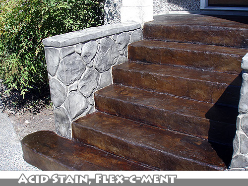 Acid Stain Stamped Concrete Stairs