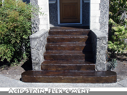 Acid Stain Stamped Concrete Stairs