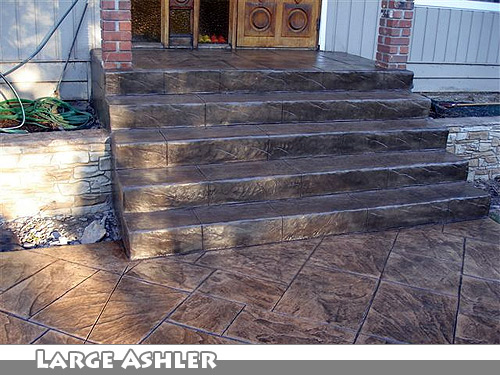 Acid Stain Stamped Concrete Stairs