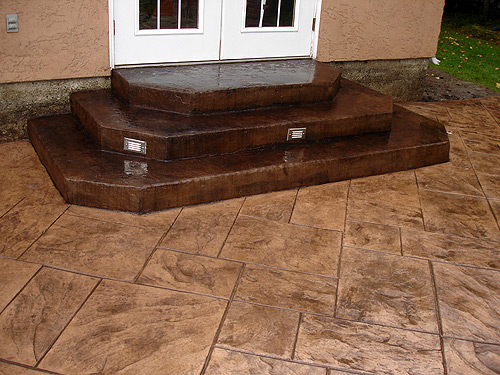 Acid Stain Stamped Concrete Stairs