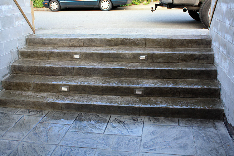 Acid Stain Stamped Concrete Stairs