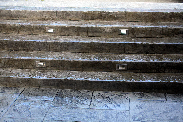 Acid Stain Stamped Concrete Stairs