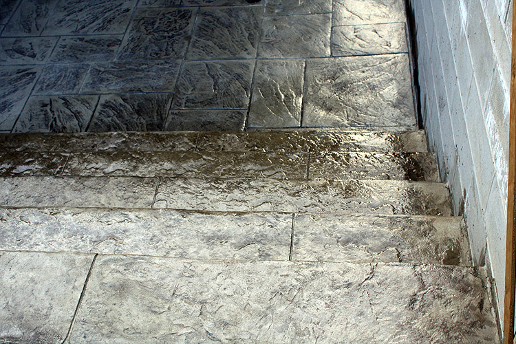 Acid Stain Stamped Concrete Stairs