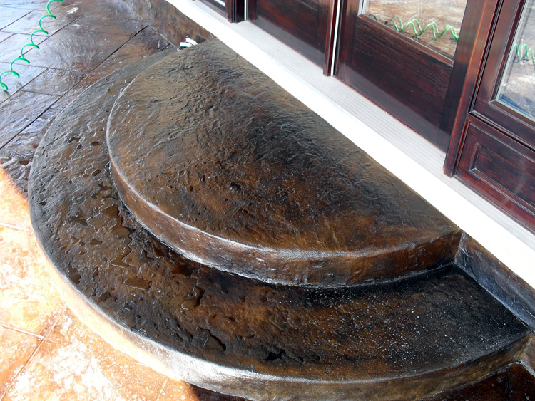 Acid Stain Stamped Concrete Stairs