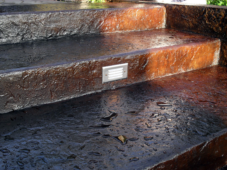 Acid Stain Stamped Concrete Stairs