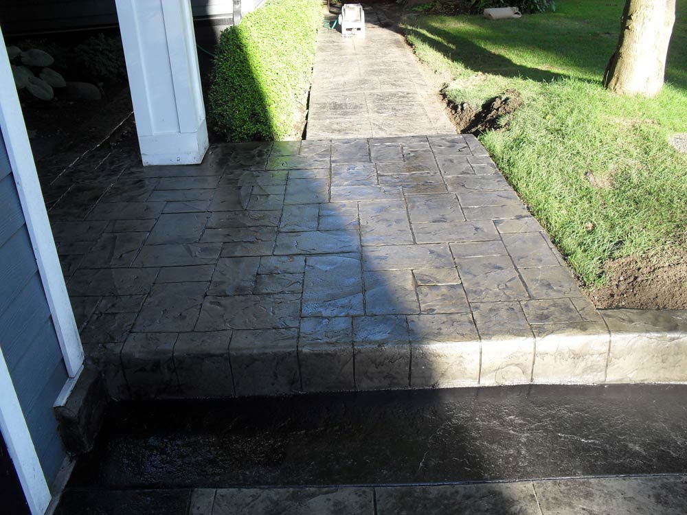 Acid Stain Stamped Concrete Stairs