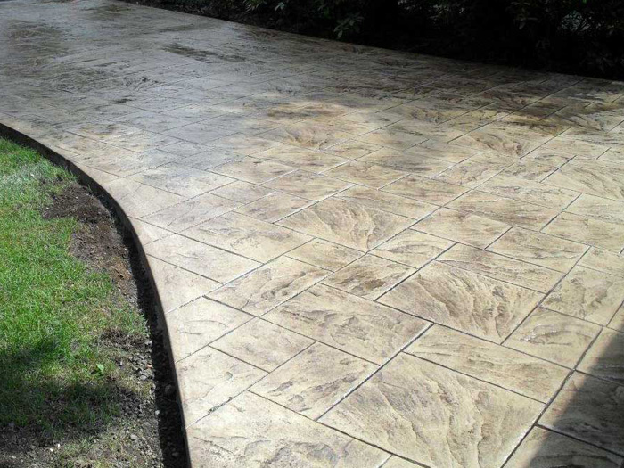 Acid Stain Stamped Concrete Stairs